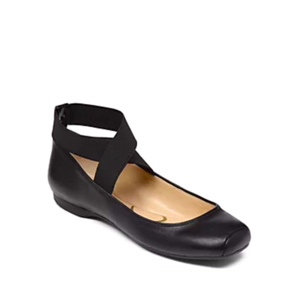 Square-Toe Criss Cross Ankle Straps Ballet Flats